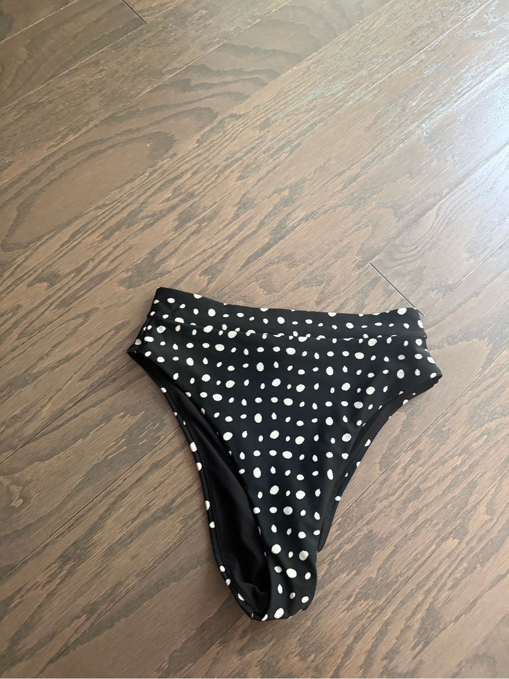 Aerie Swim suit cheeky bottom polka dot black white size small